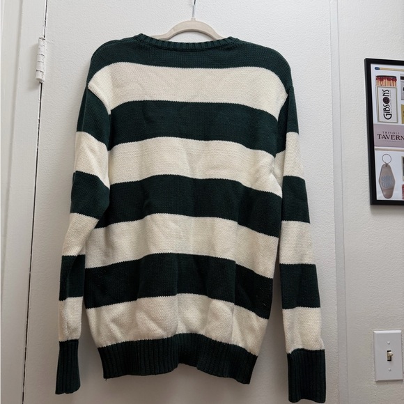 Brandy Melville Green and Cream Striped Sweater- 100% Cotton - Picture 2 of 7